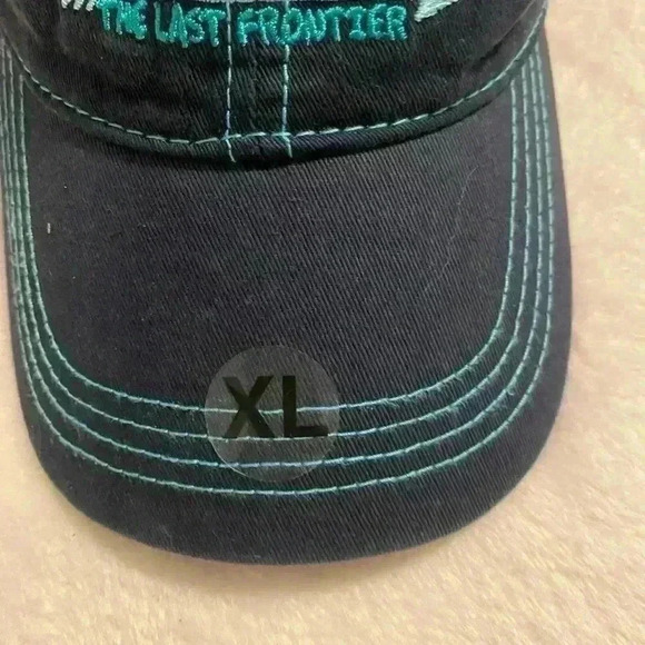 Navy & teal embroidered Alaska Last Frontier baseball cap adjustable belt Unisex - Picture 3 of 7